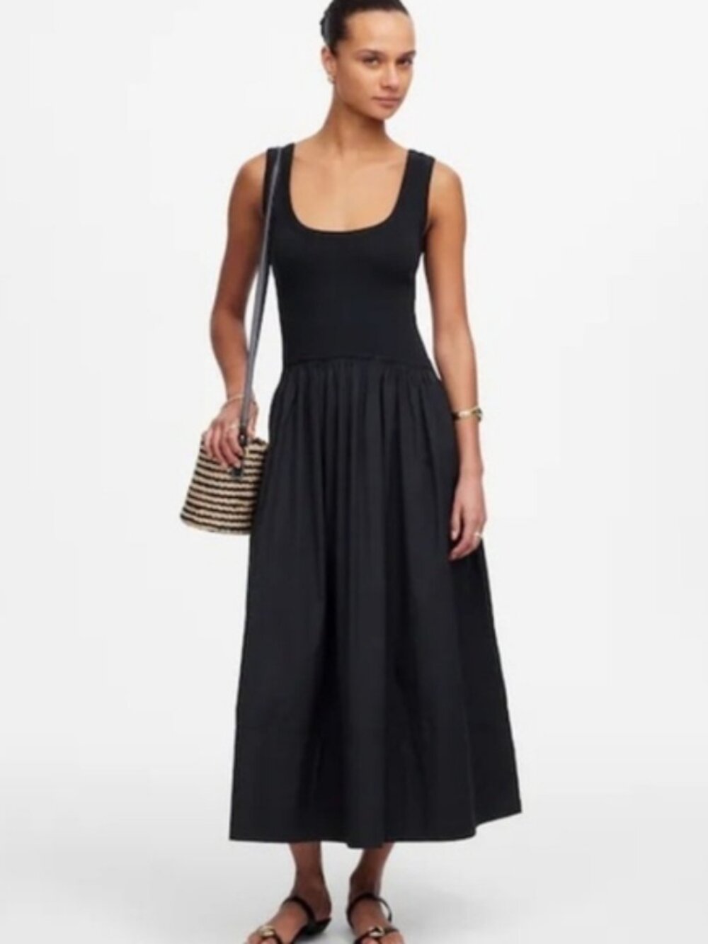Madewell Poplin Knit Mix Midi Dress - Brand New w Tags